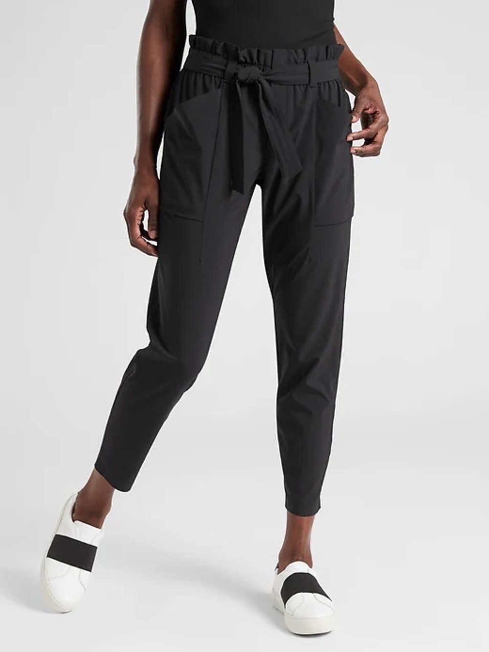 Athleta Arbor Olive Paperbag Waist Cropped Tapered Pants